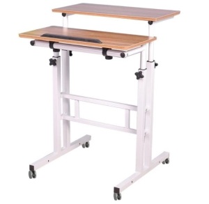 Soges Adjustable Mobile Stand Up Desk, Oak Color, Missing Hardware