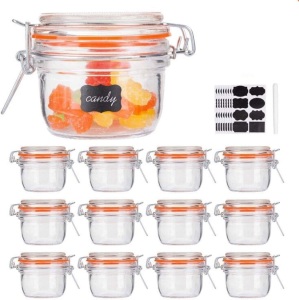 12 pk Small Glass Jars With Airtight Lids