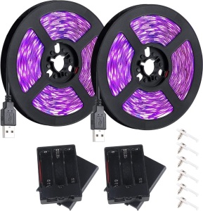 Set of (2) 8.2ft USB Black Light Strip w/ Battery Box