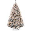 4.5ft Pre-Lit Snow Flocked Artificial Pine Christmas Tree w/ Warm White Lights