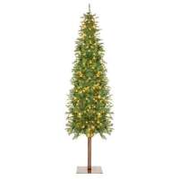 Pre-Lit Artificial Alpine Slim Pencil Christmas Tree w/ LED Lights, Stand