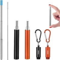 2 Pack Reusable&nbsp;Collapsible Stainless Steel Drinking Straws