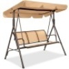 3-Seater Outdoor Canopy Swing Glider Bench w/ Textilene Fabric, Steel Frame