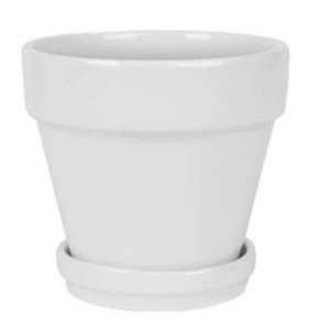 4 Inch White Ceramic Pots with Saucer - 6 Pack