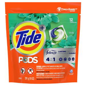 Tide Pods Plus Febreze Botanical Rain Laundry Detergent Pacs, 12 Ct (Set of 5)