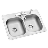 Glacier Bay HDDB332274LFR All-in-One Drop-In Stainless Steel 33&Prime; 4-Hole Double Bowl Kitchen Sink - E-Comm Return,&nbsp;Appears New&nbsp;
