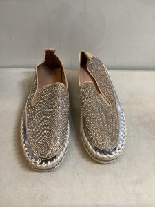 Women's Thick-Soled Flat Rhinestone Shoes, Size 7US/235CHN