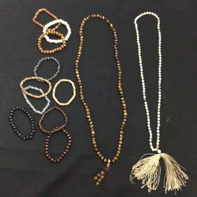 Jewelry Bundle -  Wood Bead Bracelets, 2 Long Bead Necklaces