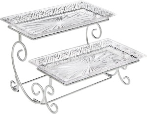 2 Tiered Glass Buffet Serving Tray