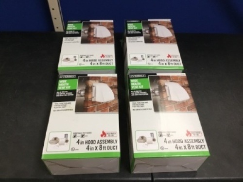 Lot of (4)&nbsp;Everbilt Wide Mouth Dryer Vent Kit with 4 in. x 8 ft. Aluminum Dryer Duct - E-Comm Returns, Appear New&nbsp;