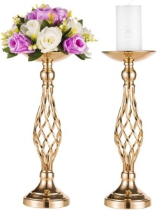 2 Pc Versatile Metal Flower Arrangement & Candle Holder Set