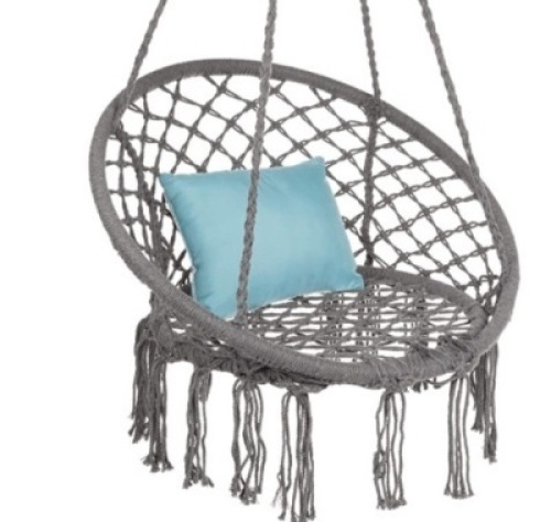 Handwoven Cotton Macramé Hammock Hanging Chair Swing, Gray