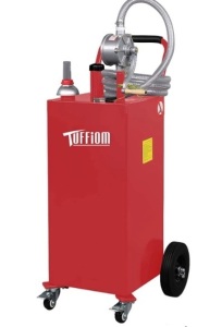 TUFFIOM 35 Gallon Portable Gas Caddy w/ Wheels & 11.9ft Hose, Red