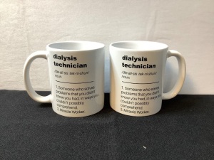 Lot of (2) Dialysis Technician Ceramic Mugs