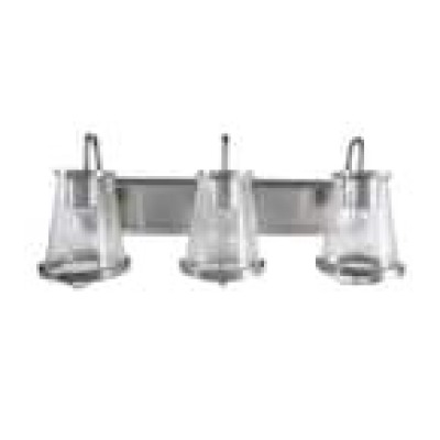 Georgina 24 in. 3-Light Brushed Nickel Industrial Bathroom Vanity Light with Clear Seeded Glass Shades