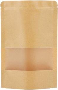 Kraft Stand Up Zip Lock Pouches w/ Window, 50Pcs 7x10.2"