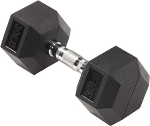 Sporzon! Rubber Encased Hex Dumbbell, 30 Lb - Appears New