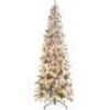 7.5'&nbsp;Pre-Lit Snow Flocked Artificial Pencil Christmas Tree
