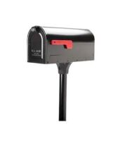 MB1 Black, Medium, Steel, Post Mount Mailbox and 2 in. In-Ground Post Kit