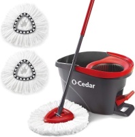 O-Cedar EasyWring Microfiber Spin Mop & Bucket Floor Cleaning System + 2 Extra Refills, Red/Gray - Appears New&nbsp;&nbsp;