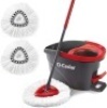 O-Cedar EasyWring Microfiber Spin Mop & Bucket Floor Cleaning System + 2 Extra Refills, Red/Gray - Appears New&nbsp;&nbsp;