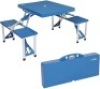 VINGLI Folding Camping Picnic Table Set with 4 Seats and&nbsp;Patio Umbrella Hole, Aluminum Alloy Frame, Plastic Tabletop with Handle - Appears New&nbsp;
