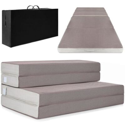 Full Size Folding Portable Mattress Topper w/ Plush Foam - 4in