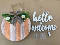 Lot of (2) Wooden Door Hangers w/ Interchangeable Words