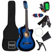 Beginner Acoustic Cutaway Guitar Set w/ Case, Strap, Capo - 38in&nbsp;