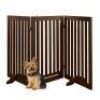 31.5in 3-Panel Freestanding Wooden Pet Gate w/ Door, Support Feet&nbsp;
