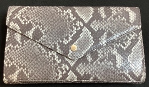 Snake Print Envelope Clutch Purse with Crossbody Chain Strap
