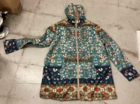 Women's Furry Lined Hooded Floral Jacket, Size 4XL