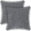 2 pk CaliTime&nbsp;Soft Chenille Pillow Covers with Pom Poms,&nbsp;22 x 22"