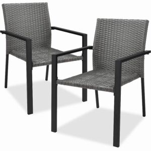 Set of 2 Stackable Wicker Chairs