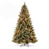 6' Pre-Lit Christmas Pine Tree w/ Pine Cones, Flocked Branch Tips, Berries 