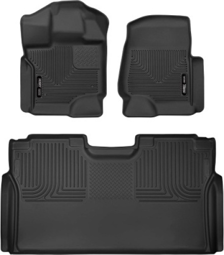Husky Liners 94041 Fits 2015-20 Ford F-150 SuperCrew Weatherbeater Front & 2nd Seat Floor Mats, Black - Appear New&nbsp;