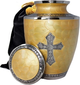 Glory to God Catholic/Christian Cross Cremation Urn, L