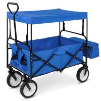 Utility Wagon Cart w/ Folding Design, 2 Cup Holders, Removable Canopy&nbsp;