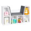 6-Cubbie Kids Bookcase Furniture Accent w/ Cushioned Reading Nook 