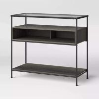 Fulham Glass Top Console Table with Wood Shelves&nbsp;