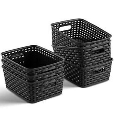 Small Plastic Weave Storage Baskets, 6 pc