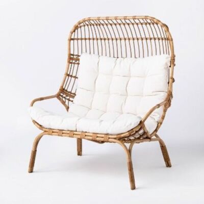 Wicker & Metal Patio Egg Chair