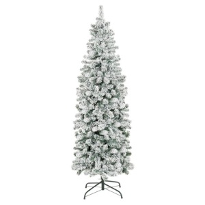 6ft Snow Flocked Artificial Pencil Christmas Tree w/ Stand