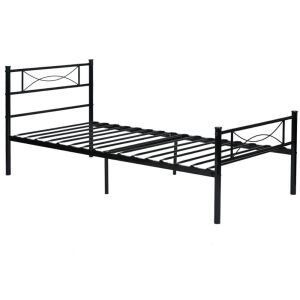 Black Metal Platform Bed Frame and Headboard Twin Size - Appears New