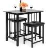 3-Piece Counter Height Dining Table Set w/ 2 Stools, Space-Saving Design