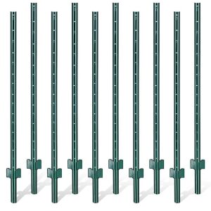 7ft Sturdy Duty Metal Fence Post, Pack of 10