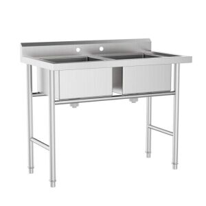 18-Gauge Stainless Steel Two Compartment Commercial Utility Sink 
