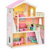 3-Story Wood Dollhouse, Large Open Mansion w/ 5 Rooms, 17 Accessories - 44in 