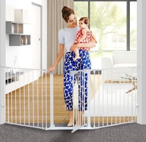 KingSo 80" x 30" Auto Close Baby Gate, White