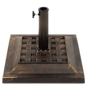 26lb Steel Square Patio Umbrella Base Stand, Basketweave Pattern 